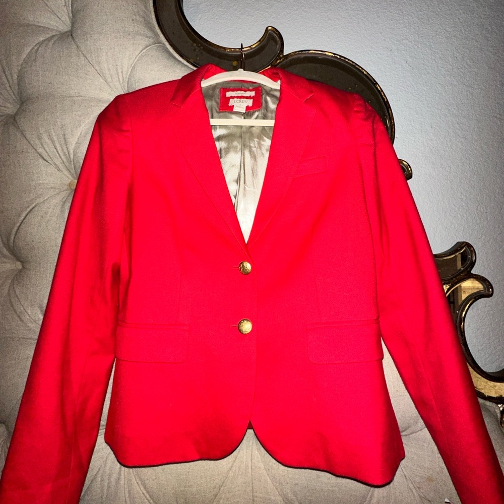 J.Crew Red Jacket w Shoulder Pads